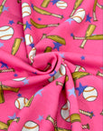 (FRENCH TERRY) BASEBALLS AND BATS ON PINK (3)