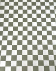 (FRENCH TERRY) OLIVE AND OFF WHITE CHECKERED