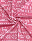 (4X2 RIB) OFF WHITE REINDEERS ON PINK