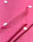 (WOVEN) 3D WHITE DOTS ON FUCHSIA (2)