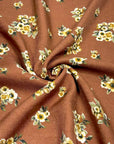 (WOVEN) CREAM FLOWERS ON WARM BROWN