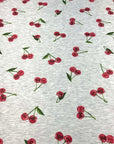 (FRENCH TERRY) RED CHERRIES ON HEATHER GRAY (1)