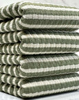 (PUCKERED STRIPE) VINTAGE GREEN STRIPES ON OFF WHITE