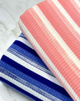 (RIB) OFF WHITE AND LIGHT CORAL STRIPES