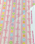 (4X2 YUMMY RIB) COLORFUL FLOWERS AND PINK BOW PATTERN