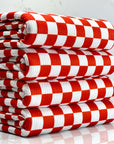 (4X2 YUMMY RIB) NEW RED AND OFF WHITE CHECKERED PATTERN