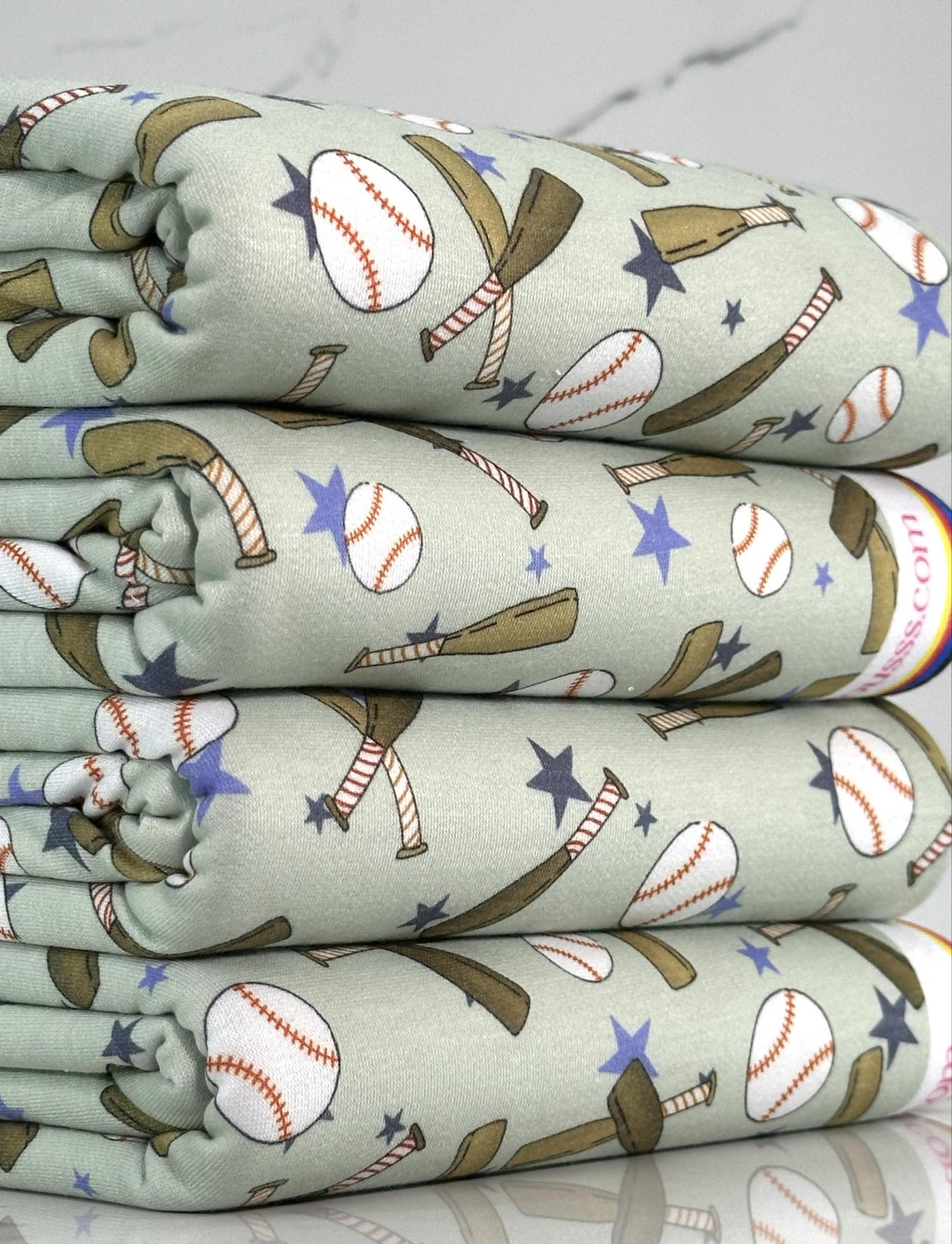 (FRENCH TERRY) BASEBALLS AND BATS ON LIGHT SAGE (1)