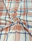 (4X2 YUMMY RIB) DUSTY PINK AND NAVY BLUE PLAID ON OFF WHITE