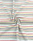 (WAFFLE) RED, MUSTARD, BLACK, RUST, GREEN AND GRAY LINES ON OFF WHITE (3)