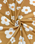 (4X2 RIB) CREAM DAISIES ON MUSTARD