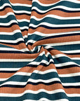 (COTTON RIB) DARK GREEN, BRIGHT RUST, BLACK, AND CREAM STRIPES