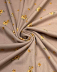 (2X1 RIB) GOLD FLOWERS ON VINTAGE BROWN
