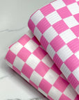 (FRENCH TERRY) PINK AND OFF WHITE CHECKERED(3)