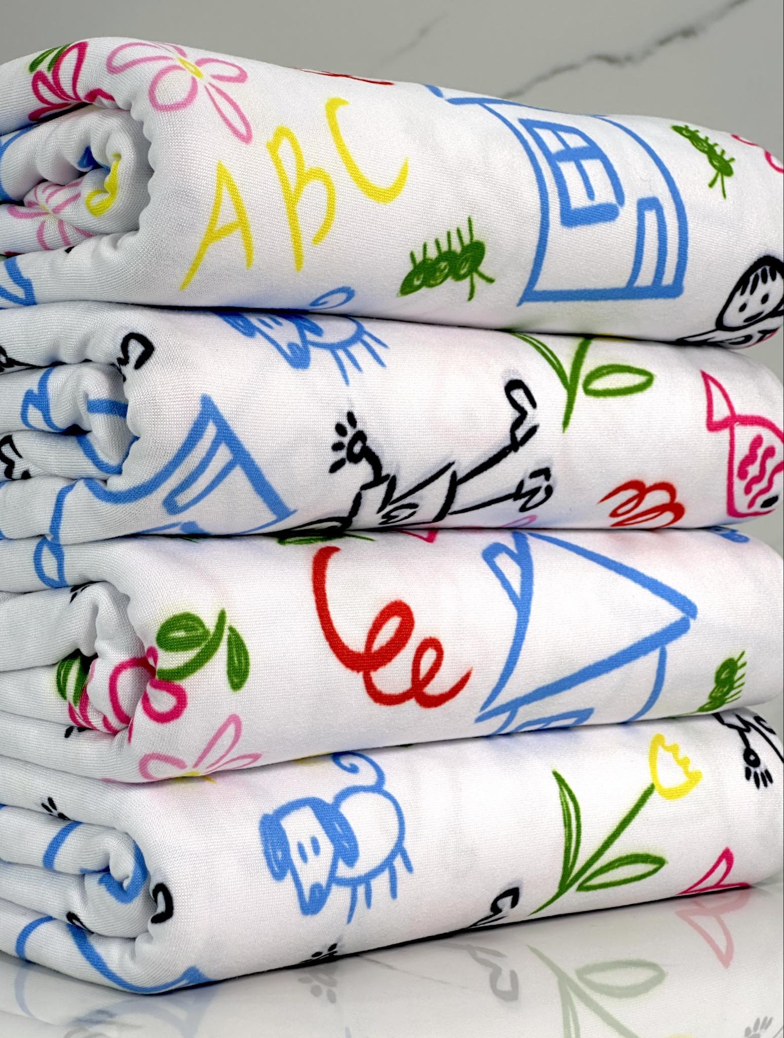 (DBP) ABC’S AND KIDS SKETCH ON OFF WHITE