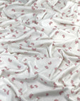 (2X2 RIB) TINY ROSE PINK BOWS ON OFF WHITE