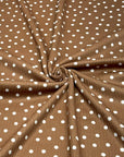 (4X2 RIB) OFF WHITE POLKA DOTS ON POWDER BROWN
