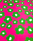 (WOVEN) GREEN FLOWERS ON FUCHSIA