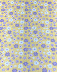 (POINTELLE RIB) LAVENDER, LILAC, AND OFF WHITE TINY FLOWERS ON SOFT YELLOW (1)
