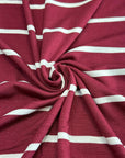 (RAYON MODAL) OFF WHITE STRIPES ON BURGUNDY