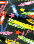 (4X2 YUMMY RIB) COLORFUL CRAYONS AND SCRIBBLES ON BLACK