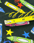 (4X2 YUMMY RIB) COLORFUL CRAYONS AND SCRIBBLES ON BLACK