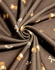 (POINTELLE RIB) TEDDY BEARS AND OFF WHITE BOWS ON DARK BROWN