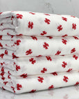 (2X2 RIB) RED BOWS ON OFF WHITE
