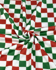 (4X2 RIB) RED, GREEN AND OFF WHITE CHECKERED
