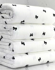 (POINTELLE RIB) BLACK BOWS ON OFF WHITE