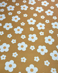 (4X2 RIB) CREAM DAISIES ON MUSTARD