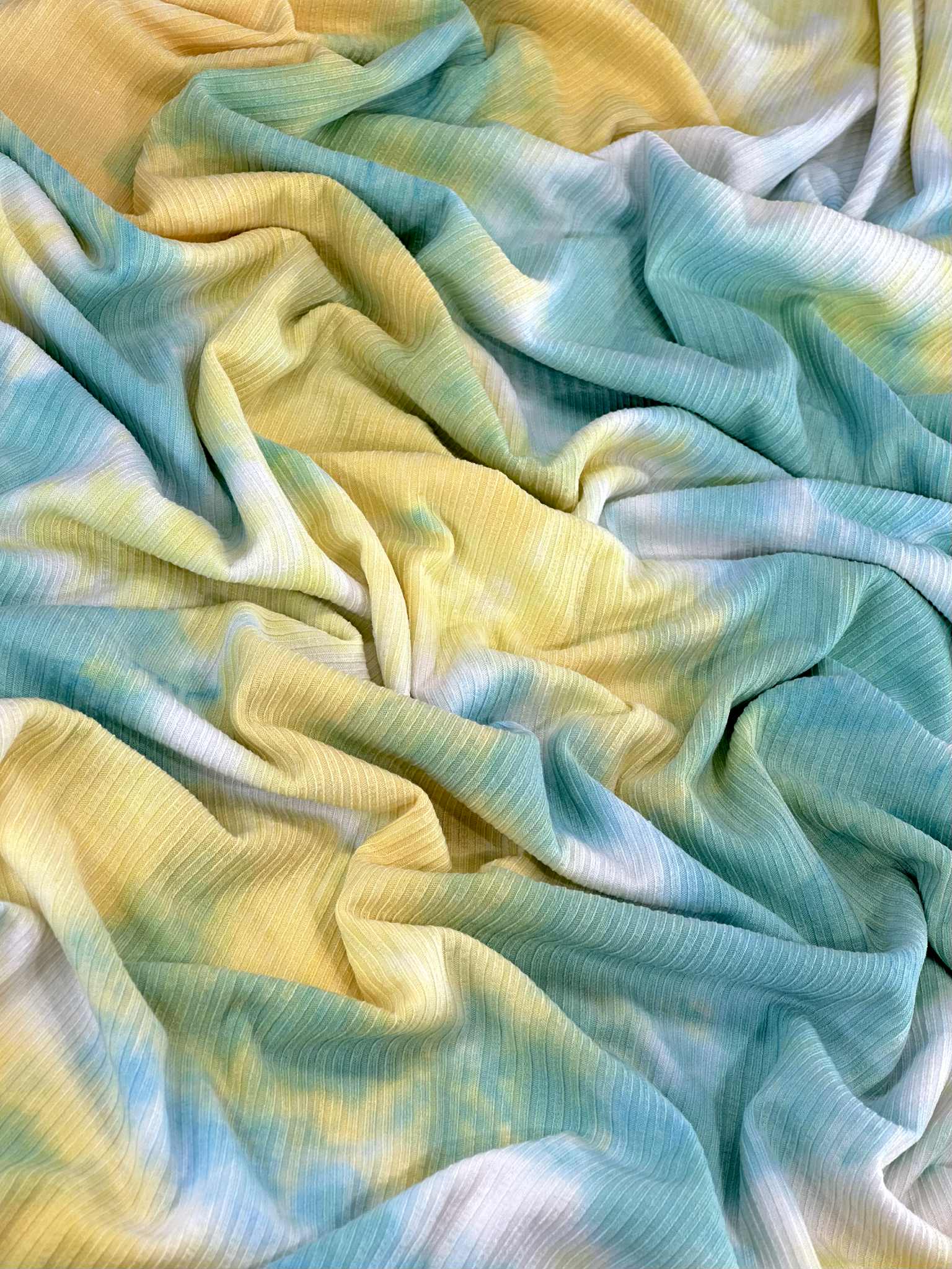 (3X3 RIB) YELLOW AND TIFFANY GREEN TIE DYE