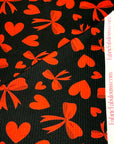 (4X2 YUMMY RIB) RED HEARTS AND BOWS ON BLACK