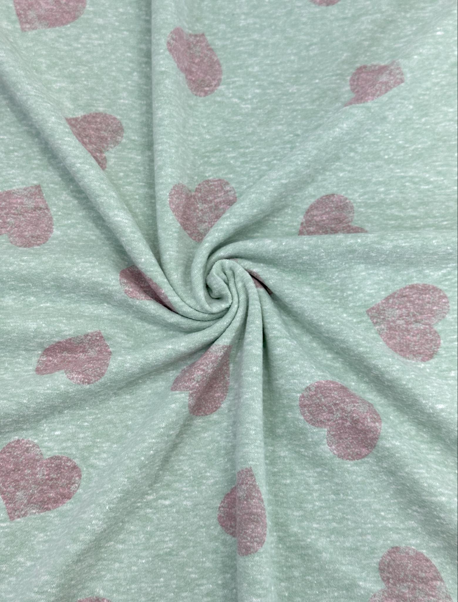 (FRENCH TERRY) VINTAGE HEARTS ON 2-TONE LIGHT MINT (1)