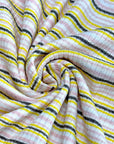 (RIB) YELLOW, PINK, AND GRAY STRIPES ON OFF WHITE