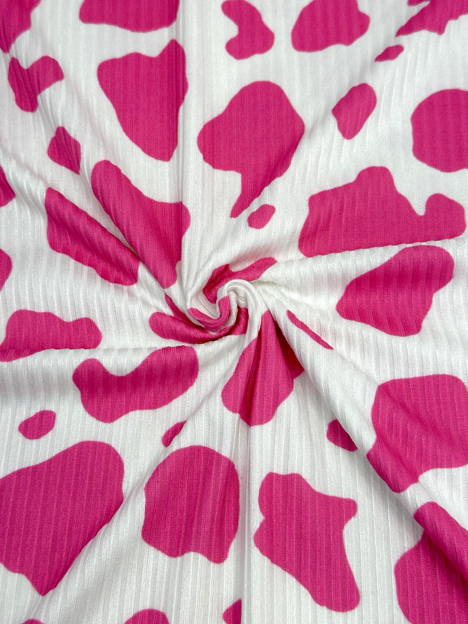 (YUMMY RIB) FUSCHIA COW PRINT ON OFF WHITE