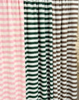 (2X2 COTTON FEEL RIB) PINK AND OFF WHITE STRIPES
