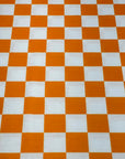 (FRENCH TERRY) ORANGE AND OFF WHITE CHECKERED