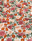 (4X2 RIB) RUST, PEACH, AND COPPER HATTIE FLOWERS ON OFF WHITE