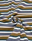 (COTTON RIB) BROWN, NAVY, IVORY, CHARCOAL, AND BLUSH STRIPES