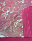 (SPANDEX) SILVER FOIL ON HOT PINK