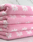 (TOWEL) OFF WHITE FLOWERS ON PINK