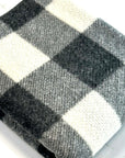(BRUSHED HACCI) BLACK, GRAY, AND OFF WHITE PLAID