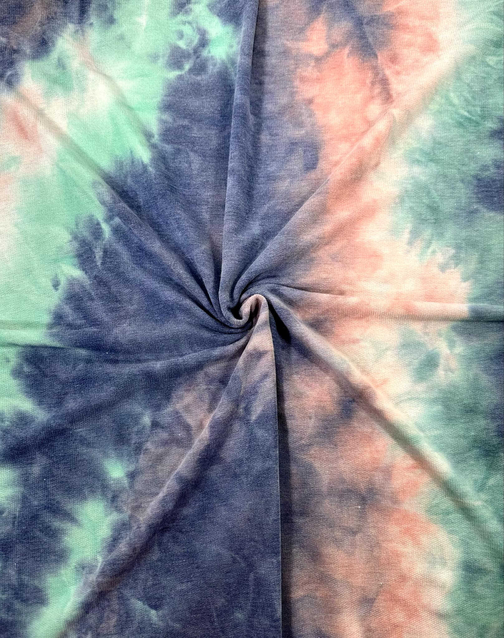 (FRENCH TERRY) BLUSH, AQUA, AND INDIGO TIE DYE (1)