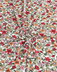 (DBP) CORAL, ORANGE, AND RED FLOWERS ON OFF WHITE