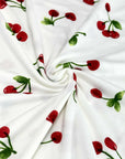 (DBP) RED CHERRIES ON OFF WHITE