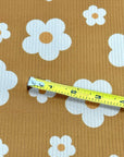 (4X2 RIB) CREAM DAISIES ON MUSTARD