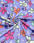 (4X2 YUMMY RIB) MUSHROOMS AND FLOWERS ON BLUE