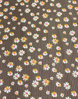 (4X2 YUMMY RIB) ORANGE, PINK, AND OFF WHITE FLOWERS ON POWDER BROWN