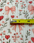 (URBAN RIB) HEARTS, BOWS, FLOWERS, AND RED BIRDS ON OFF WHITE