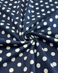 (COTTON SPANDEX) OFF WHITE POLKA DOTS ON NAVY